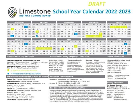 Limestone Academic Calendar